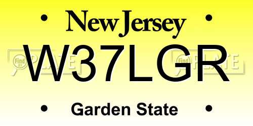 W37LGR New Jersey License Plate