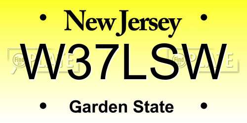 W37LSW New Jersey License Plate