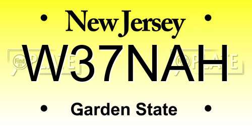 W37NAH New Jersey License Plate