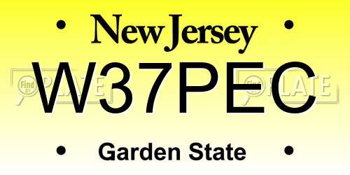 W37PEC New Jersey License Plate