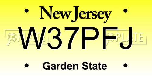 W37PFJ New Jersey License Plate