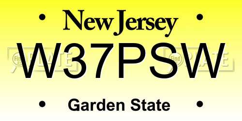 W37PSW New Jersey License Plate