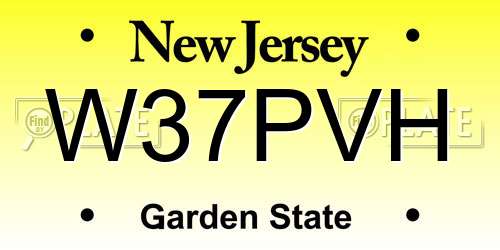 W37PVH New Jersey License Plate