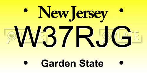 W37RJG New Jersey License Plate
