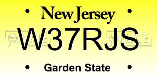 W37RJS New Jersey License Plate
