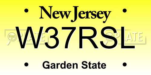 W37RSL New Jersey License Plate