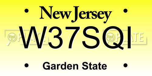 W37SQI New Jersey License Plate