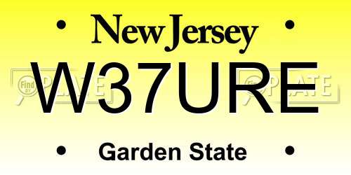 W37URE New Jersey License Plate