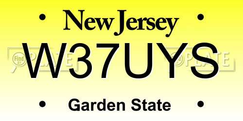 W37UYS New Jersey License Plate