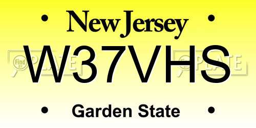 W37VHS New Jersey License Plate