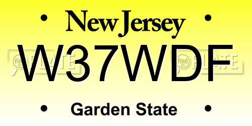 W37WDF New Jersey License Plate