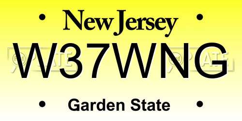 W37WNG New Jersey License Plate