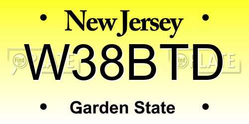 W38BTD New Jersey License Plate