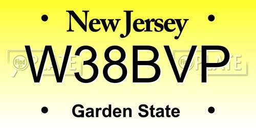 W38BVP New Jersey License Plate