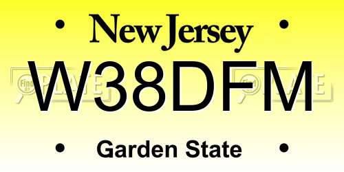 W38DFM New Jersey License Plate