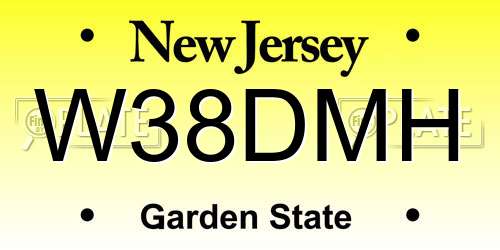 W38DMH New Jersey License Plate
