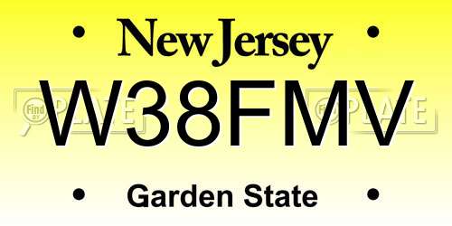 W38FMV New Jersey License Plate