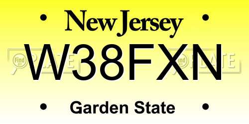 W38FXN New Jersey License Plate