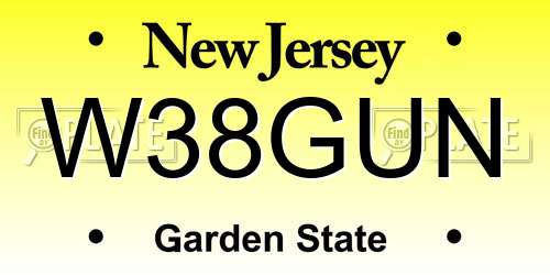 W38GUN New Jersey License Plate