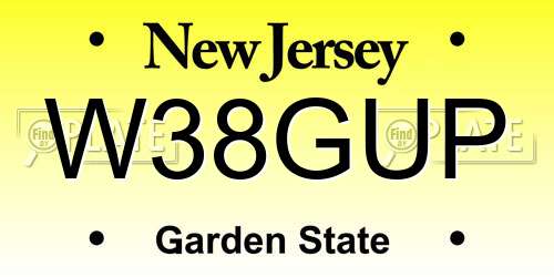 W38GUP New Jersey License Plate