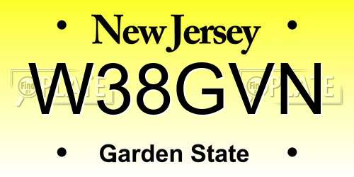 W38GVN New Jersey License Plate