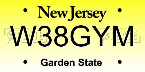 W38GYM New Jersey License Plate