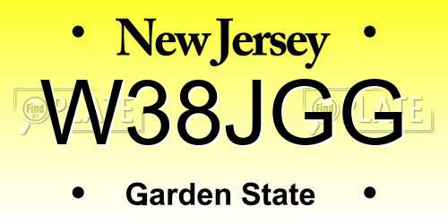 W38JGG New Jersey License Plate