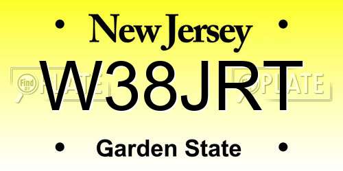 W38JRT New Jersey License Plate