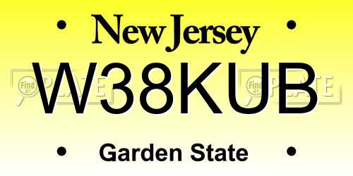 W38KUB New Jersey License Plate