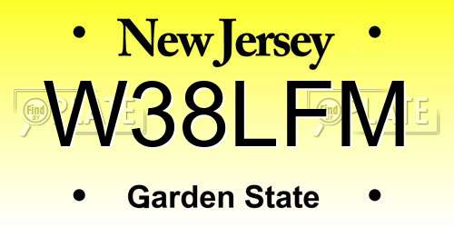 W38LFM New Jersey License Plate