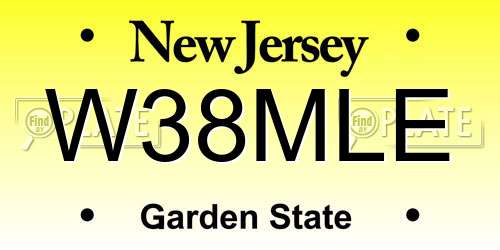 W38MLE New Jersey License Plate