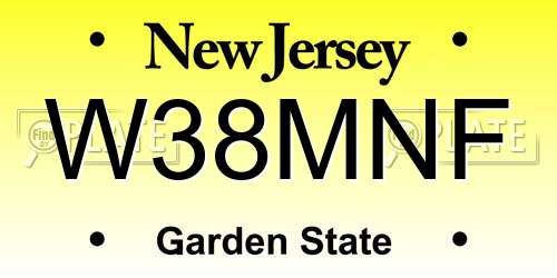 W38MNF New Jersey License Plate