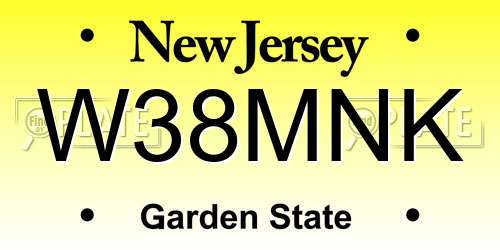 W38MNK New Jersey License Plate