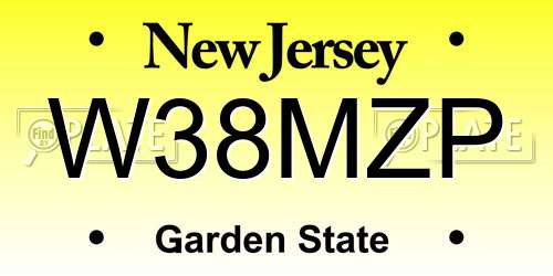 W38MZP New Jersey License Plate
