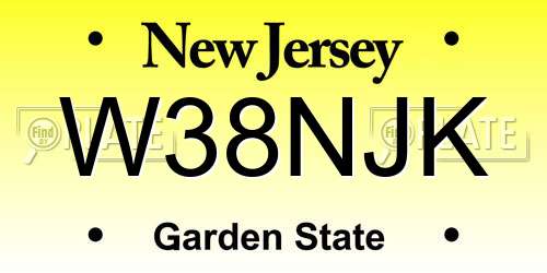 W38NJK New Jersey License Plate