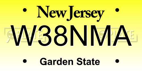 W38NMA New Jersey License Plate