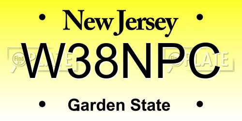 W38NPC New Jersey License Plate