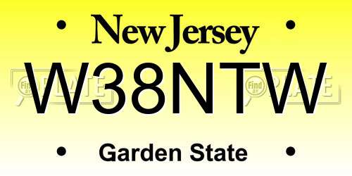W38NTW New Jersey License Plate