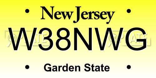 W38NWG New Jersey License Plate