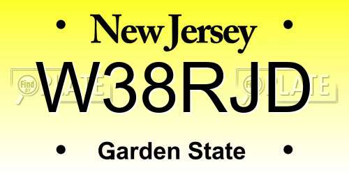W38RJD New Jersey License Plate