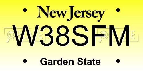W38SFM New Jersey License Plate