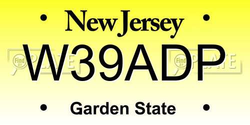 W39ADP New Jersey License Plate