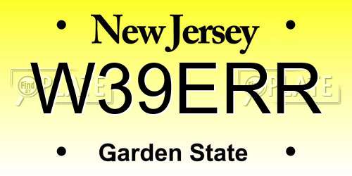 W39ERR New Jersey License Plate
