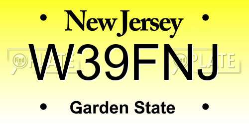 W39FNJ New Jersey License Plate