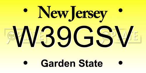 W39GSV New Jersey License Plate