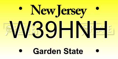 W39HNH New Jersey License Plate