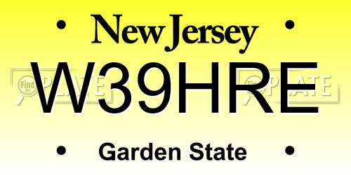W39HRE New Jersey License Plate