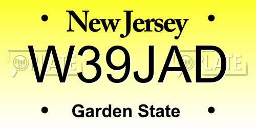 W39JAD New Jersey License Plate