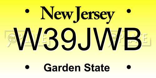 W39JWB New Jersey License Plate