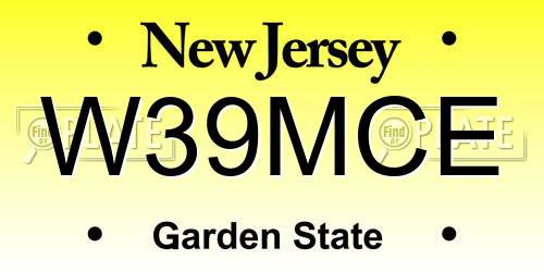 W39MCE New Jersey License Plate